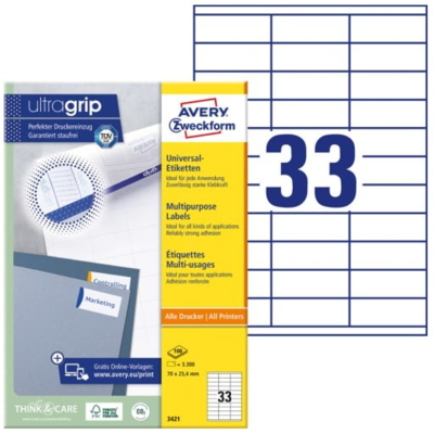 Avery 3421 Flerbruksetiketter 70 X 25,4 Mm Hvit Hvit Avery 3421 Flerbruksetiketter 70 X 25,4 Mm Hvit Hvit