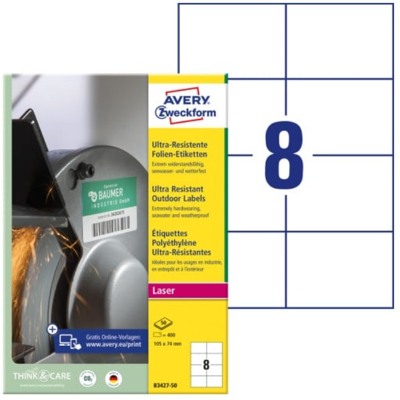 Avery B3427-50 Motstandsdyktige Og Elastiske Etiketter 105 X 74 Mm Hvit Hvit Avery B3427-50 Motstandsdyktige Og Elastiske Etiketter 105 X 74 Mm Hvit Hvit