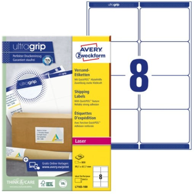 Avery L7165-100 Adresseetiketter 99,1 X 67,7 Mm Hvit Hvit Avery L7165-100 Adresseetiketter 99,1 X 67,7 Mm Hvit Hvit