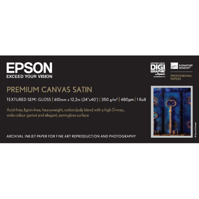 Epson Premium Canvas – Vannavstøtende, Høy Kvalitet (Epss041847, 1 Eske) Epson Premium Canvas – Vannavstøtende, Høy Kvalitet (Epss041847, 1 Eske)