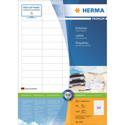 HERMA Etikett Premium – Høy Kvalitet, Skarpe Utskrifter (Her4271, 1 Eske) HERMA Etikett Premium – Høy Kvalitet, Skarpe Utskrifter (Her4271, 1 Eske)
