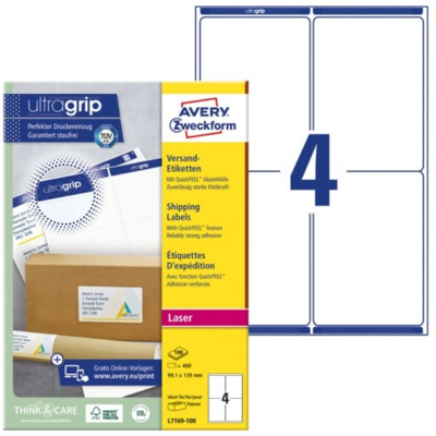 Avery L7169-100 Adresseetiketter 99,1 X 139 Mm Hvit Hvit Avery L7169-100 Adresseetiketter 99,1 X 139 Mm Hvit Hvit