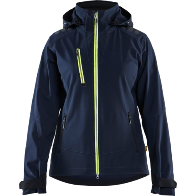 Blåkläder 47192513 Justerbar Hette Softshelljakke Mørk marineblå/hivisgul XL Blåkläder 47192513 Justerbar Hette Softshelljakke Mørk marineblå/hivisgul XL