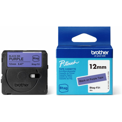 Brother Btag-F31 Tape – 12mm, Svart På Lilla (Brobtagf31, 1 Eske) Brother Btag-F31 Tape – 12mm, Svart På Lilla (Brobtagf31, 1 Eske)