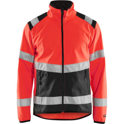 Blåkläder 48772516 Klasse 2 Softshelljakke Hivis Rød/Sort L Blåkläder 48772516 Klasse 2 Softshelljakke Hivis Rød/Sort L