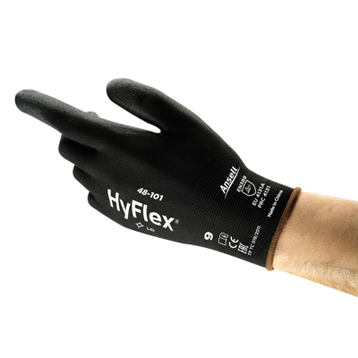 Ansell Hyflex 48-101 Pu-Belagt Monteringshanske, 144 Par Svart 7 Ansell Hyflex 48-101 Pu-Belagt Monteringshanske, 144 Par Svart 7