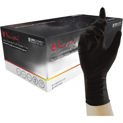 Unigloves - Select Black Long Cuff - Latex Gloves Unigloves - Select Black Long Cuff - Latex Gloves