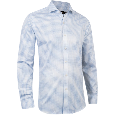 Tracker 5596 Herre Two Ply White/blue Check Business Skjorte Hvit Slim L Tracker 5596 Herre Two Ply White/blue Check Business Skjorte Hvit Slim L