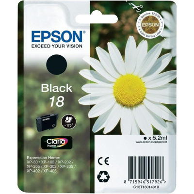 Epson T1801 Blekkpatron – Høy Kapasitet (Epst18014012, Svart, 1 Eske) Svart Epson T1801 Blekkpatron – Høy Kapasitet (Epst18014012, Svart, 1 Eske) Svart