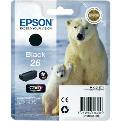 Epson T2601 Blækpatron – Høj Kapacitet, Kompatibel (Epst26014012, Svart, 1 Eske) Svart Epson T2601 Blækpatron – Høj Kapacitet, Kompatibel (Epst26014012, Svart, 1 Eske) Svart