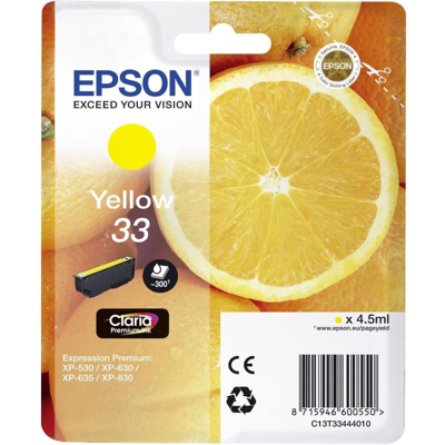 Epson Claria Premium Blekk – Høy Kvalitet, Langvarig (Epst33444012, Gul, 1 Eske) Gul Epson Claria Premium Blekk – Høy Kvalitet, Langvarig (Epst33444012, Gul, 1 Eske) Gul
