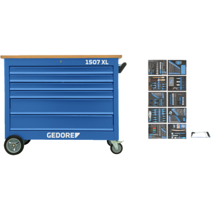 Gedore Blue Line, 1507 Xl-Ts-308, Mobil Arbeidsbenk Med 308-Stk Verktøysortiment, 1 Sett, Sgd-3100065 Gedore Blue Line, 1507 Xl-Ts-308, Mobil Arbeidsbenk Med 308-Stk Verktøysortiment, 1 Sett, Sgd-3100065