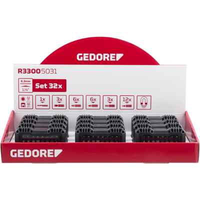 Gedore Display 12xbit-Boks 1/4 Sl+ph+pz+tx 32 Deler - R33009032 Gedore Display 12xbit-Boks 1/4 Sl+ph+pz+tx 32 Deler - R33009032