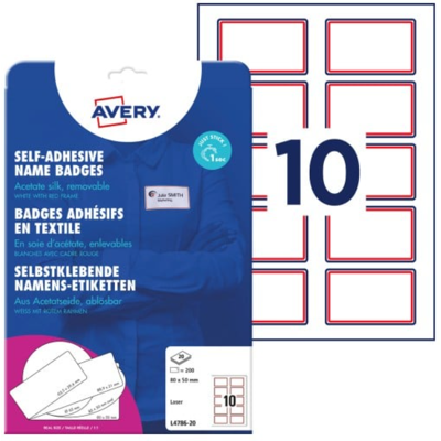 Avery L4786-20 Navneskilt 80 X 50 Mm Hvit,Rød Hvit/Rød Avery L4786-20 Navneskilt 80 X 50 Mm Hvit,Rød Hvit/Rød