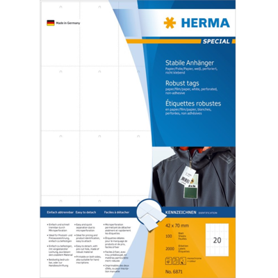 HERMA Tekstiletiketter – Tear-Resistant, Easy To Use (Her6871, 1 Eske) HERMA Tekstiletiketter – Tear-Resistant, Easy To Use (Her6871, 1 Eske)