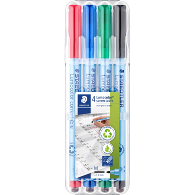 Staedtler Lumocolor Correctable Penn – Tørkebar, Vannløselig (Sta305mwp41, Flerfarget, 1 Eske) Flerfarget Staedtler Lumocolor Correctable Penn – Tørkebar, Vannløselig (Sta305mwp41, Flerfarget, 1 Eske) Flerfarget