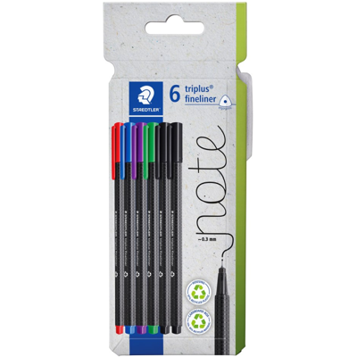 Staedtler Fineliner Triplus – Ergonomisk, Langvarig (Sta334c6, Flerfarget, 1 Eske) Flerfarget Staedtler Fineliner Triplus – Ergonomisk, Langvarig (Sta334c6, Flerfarget, 1 Eske) Flerfarget