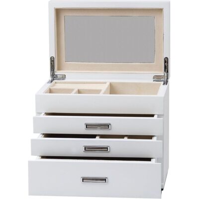 Stort Smykkeskrin I Hvitt / Beige Imitert Skinn Stort Smykkeskrin I Hvitt / Beige Imitert Skinn