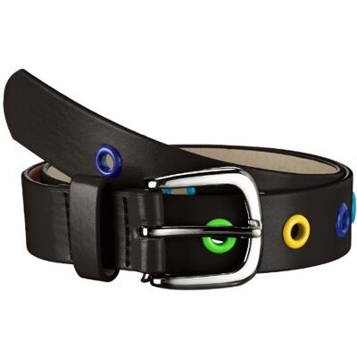Playshoes Unisex Stylischer Kindergürtel mit bunten Ösen Belt, Black (schwarz), 55 (Manufacturer size: 55cm) Playshoes Unisex Stylischer Kindergürtel mit bunten Ösen Belt, Black (schwarz), 55 (Manufacturer size: 55cm)