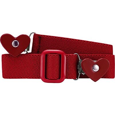 Playshoes Girl's Belt Elastic Heart Clip Plain, Red heart Playshoes Girl's Belt Elastic Heart Clip Plain, Red heart