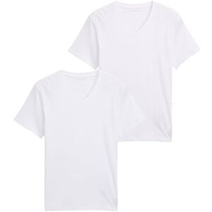 TOM TAILOR Men's V-Neck T-Shirt Twin Pack, 20000 White TOM TAILOR Men's V-Neck T-Shirt Twin Pack, 20000 White