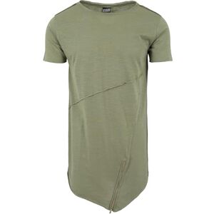 Urban Classics Urban Classic Men's Long Open Edge Front Zip Tee T-Shirt, Green-Grün (lightolive 729), Small Urban Classics Urban Classic Men's Long Open Edge Front Zip Tee T-Shirt, Green-Grün (lightolive 729), Small
