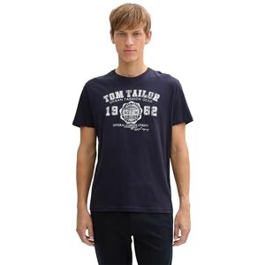 TOM TAILOR men's logo print T-shirt., 10690 Knitted Navy, s TOM TAILOR men's logo print T-shirt., 10690 Knitted Navy, s
