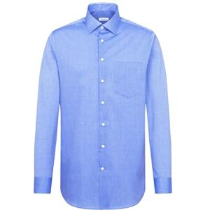 Seidensticker Men’s Business Shirt with Straight Cut, Regular Fit, Non-Iron, Kent Collar, Long Sleeves, Chest Pocket, 100% Cotton, Blue (medium blue), 42 Seidensticker Men’s Business Shirt with Straight Cut, Regular Fit, Non-Iron, Kent Collar, Long Sleeves, Chest Pocket, 100% Cotton, Blue (medium blue), 42