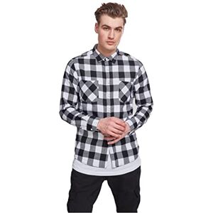 Urban Classics Men's Casual Checked Flannel Shirt with 2 Chest Pockets (Checked Flanell Shirt) Multicoloured (Blk/Wht), size: s Urban Classics Men's Casual Checked Flannel Shirt with 2 Chest Pockets (Checked Flanell Shirt) Multicoloured (Blk/Wht), size: s