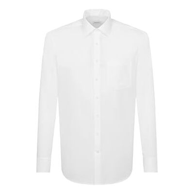 Seidensticker Men's Business Shirt Non-Iron Shirt with Straight Cut Regular Fit Long Sleeve Kent Collar Breast Pocket Cuff 100% Cotton (Kent Uma) White (01 white) plain, size: 41 Seidensticker Men's Business Shirt Non-Iron Shirt with Straight Cut Regular Fit Long Sleeve Kent Collar Breast Pocket Cuff 100% Cotton (Kent Uma) White (01 white) plain, size: 41