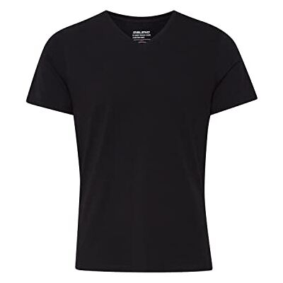 BLEND Men's V-Neck Short Sleeve T-Shirt Black Schwarz (black 70155) Medium BLEND Men's V-Neck Short Sleeve T-Shirt Black Schwarz (black 70155) Medium