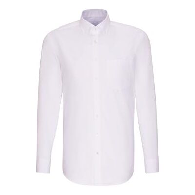 Seidensticker Men's Business Shirt Non-Iron Shirt with Straight Cut Regular Fit Long Sleeve Button-Down Collar Chest Pocket 100% Cotton (Business Shirt Modern Fit) White (White 0001) plain, size: 48 Seidensticker Men's Business Shirt Non-Iron Shirt with Straight Cut Regular Fit Long Sleeve Button-Down Collar Chest Pocket 100% Cotton (Business Shirt Modern Fit) White (White 0001) plain, size: 48