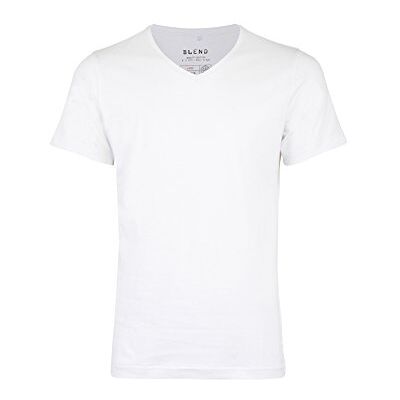 BLEND Men's V-Neck Short Sleeve T-Shirt White Weiß (white 70002) Small BLEND Men's V-Neck Short Sleeve T-Shirt White Weiß (white 70002) Small