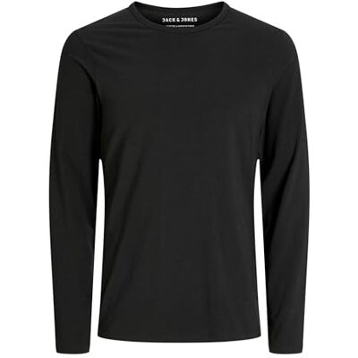 JACK & JONES Men’s Basic O-Neck Tee L/S Noos Long-Sleeved Top (Basic O-neck Tee L/S Noos) Black (Black) plain, size: xxl JACK & JONES Men’s Basic O-Neck Tee L/S Noos Long-Sleeved Top (Basic O-neck Tee L/S Noos) Black (Black) plain, size: xxl
