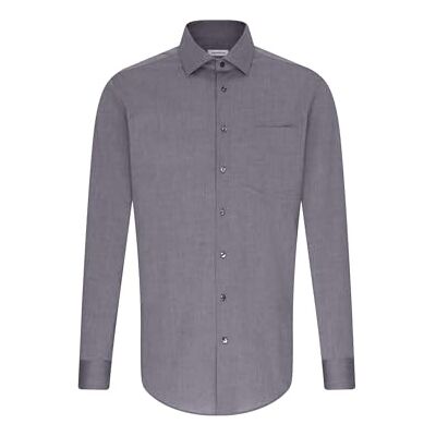 Seidensticker Men's Regular Kent Business Shirt, Non-Iron, Long Sleeve, Mid-Grey Seidensticker Men's Regular Kent Business Shirt, Non-Iron, Long Sleeve, Mid-Grey