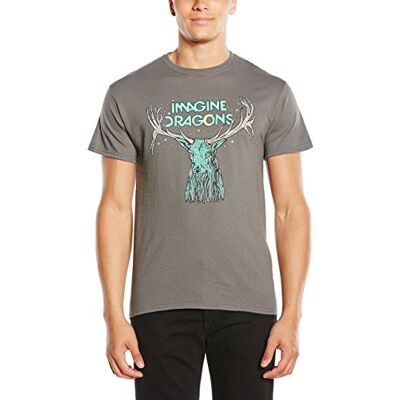 Imagine Dragons Men's ELK In Stars Short Sleeve T-Shirt, Grey, Medium Imagine Dragons Men's ELK In Stars Short Sleeve T-Shirt, Grey, Medium