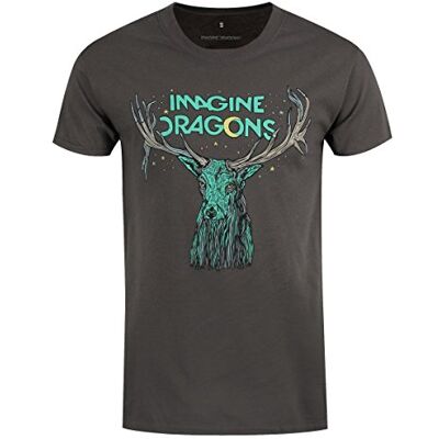Imagine Dragons Men's ELK In Stars Short Sleeve T-Shirt, Grey, Small Imagine Dragons Men's ELK In Stars Short Sleeve T-Shirt, Grey, Small
