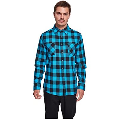 Urban Classics Men's Casual Checked Flannel Shirt with 2 Chest Pockets (Checked Flanell Shirt) Multicoloured (blk/turn), size: xl Urban Classics Men's Casual Checked Flannel Shirt with 2 Chest Pockets (Checked Flanell Shirt) Multicoloured (blk/turn), size: xl