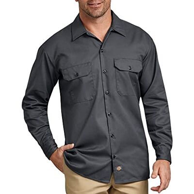Dickies Men's Long Sleeve Work Regular Fit Casual Shirt, Charcoal grey, Small Dickies Men's Long Sleeve Work Regular Fit Casual Shirt, Charcoal grey, Small