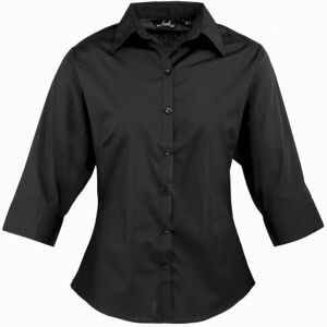 Premier Workwear Ladies 3/4 Sleeve Poplin Blouse Black 14 Premier Workwear Ladies 3/4 Sleeve Poplin Blouse Black 14