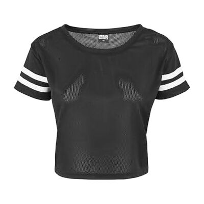 Urban Classics Urban Classic Women's Ladies Mesh Short Tee T-Shirt, Multicolour (blk/wht), XS Urban Classics Urban Classic Women's Ladies Mesh Short Tee T-Shirt, Multicolour (blk/wht), XS