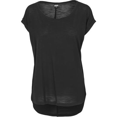 Urban Classics Urban Classic Women's Ladies Long Back Shaped Slub Tee T-Shirt, (Black), S Urban Classics Urban Classic Women's Ladies Long Back Shaped Slub Tee T-Shirt, (Black), S