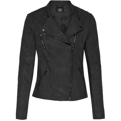 ONLY Women’s Biker Jacket in Leather Look, black ONLY Women’s Biker Jacket in Leather Look, black