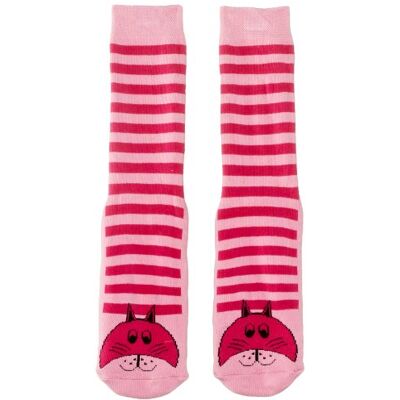 Country Kids Slipper Cat Animal Print Socks, Size:6-12 months, Pink (Pink) Country Kids Slipper Cat Animal Print Socks, Size:6-12 months, Pink (Pink)