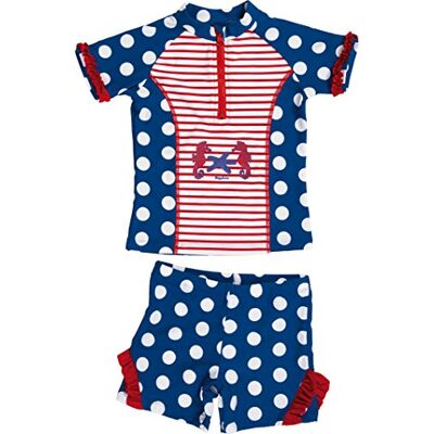 Playshoes Girl's UV Sun Protection 2 Piece Swim Set Seahorse Swimsuit, Blue (Blue/White), 6-12 Months (Manufacturer Size:74/80) Playshoes Girl's UV Sun Protection 2 Piece Swim Set Seahorse Swimsuit, Blue (Blue/White), 6-12 Months (Manufacturer Size:74/80)