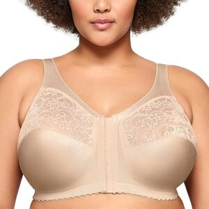 Glamorise Women's MagicLift Front-Fastening Support Bra (Magiclift-vorderverschluss-bh) Beige (Blush) plain Blickdicht, size: 100B Glamorise Women's MagicLift Front-Fastening Support Bra (Magiclift-vorderverschluss-bh) Beige (Blush) plain Blickdicht, size: 100B