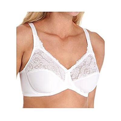 Bali Maidenform Women's Tailored with Lace Trim Minimiser Everyday Bra, White, 44DD Bali Maidenform Women's Tailored with Lace Trim Minimiser Everyday Bra, White, 44DD