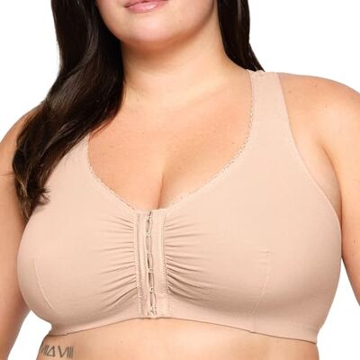 Glamorise Women's Complete Comfort Wirefree Cotton T-Back Bra #1908, Cafe, 34F/G Glamorise Women's Complete Comfort Wirefree Cotton T-Back Bra #1908, Cafe, 34F/G