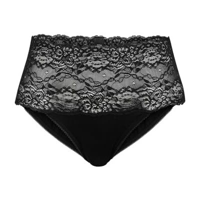Calida Damen Slip Sensual Secrets, schwarz aus Tencel, Viskose und Elastan, hochgeschnitten mit transparenten Spitzenbund, Größe: 36/38 Calida Damen Slip Sensual Secrets, schwarz aus Tencel, Viskose und Elastan, hochgeschnitten mit transparenten Spitzenbund, Größe: 36/38