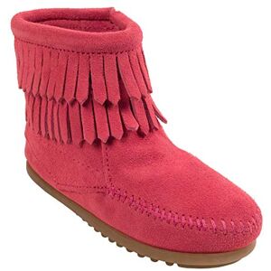Minnetonka Girls' Double Fringe Side Zip Boot Moccasin Boots, Pink Hot Pink Minnetonka Girls' Double Fringe Side Zip Boot Moccasin Boots, Pink Hot Pink